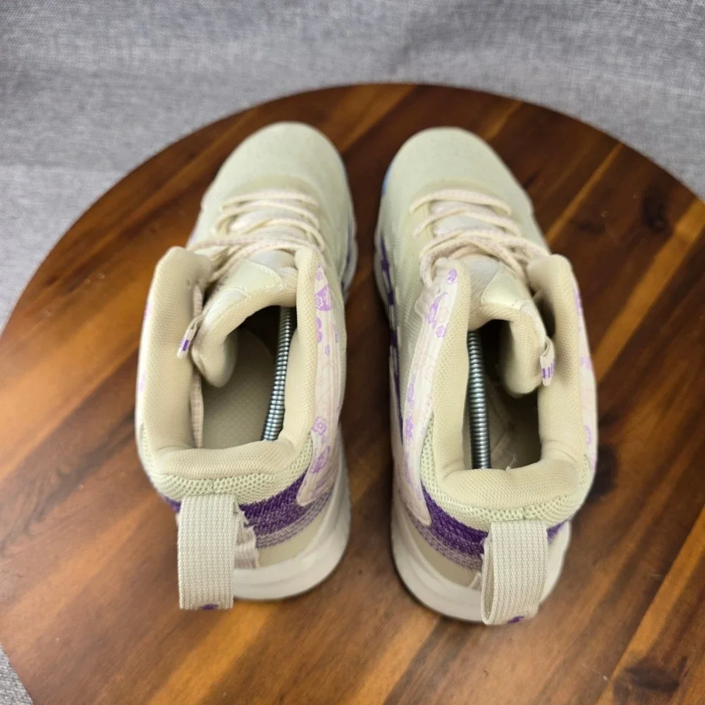 Mens Number 24 Basketball Shoes Cream Purple‎ Paisley Floral Sneakers Size 45